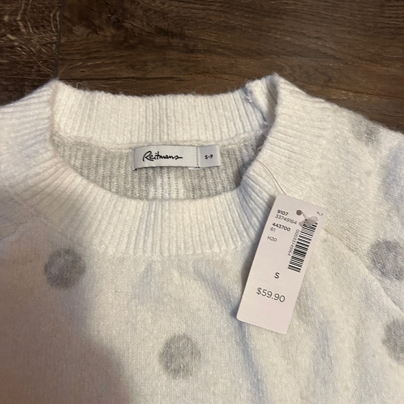 NWT Reitmans Sweater White with silver dots super soft - Picture 2 of 3